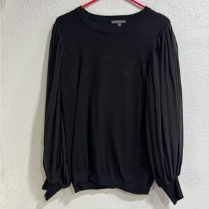 Adrianna Papell Black Sheer Balloon Sleeve Top